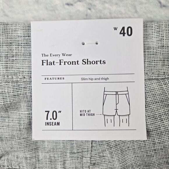 NWT Goodfellow Men's Linen Blend Shorts Gray Flat Front Every Wear Preppy sz 40 - Picture 4 of 10